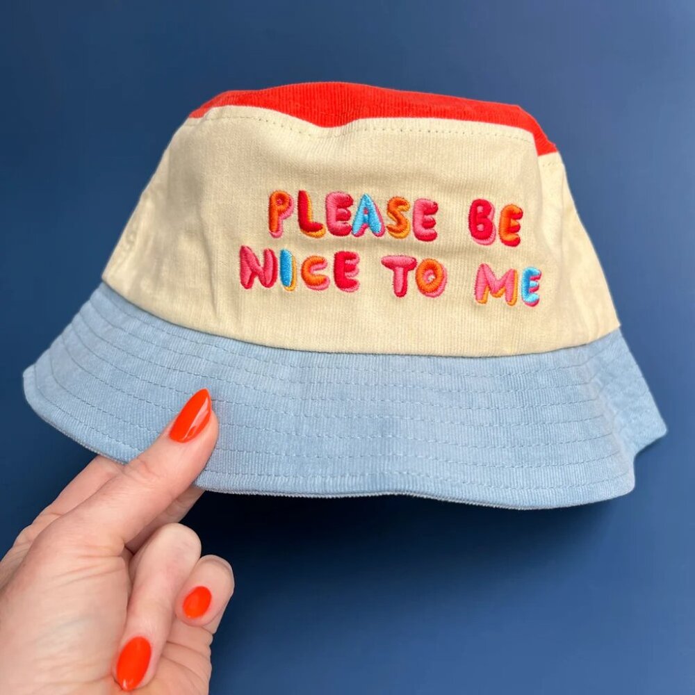 The Peach Fuzz "Please Be Nice To Me" Bucket Hat - OS